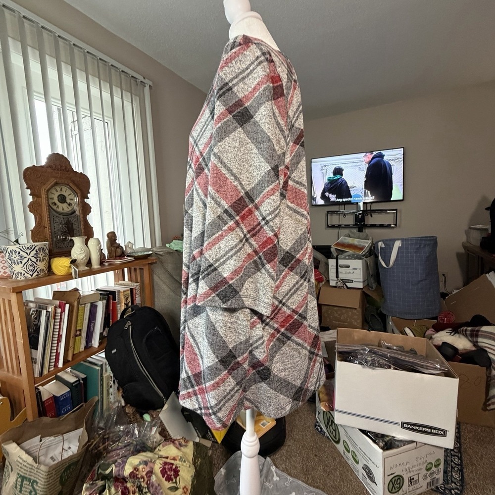 Catherines Women's Top W Attached Jacket Plaid Size 0X, 14-16 Grandma Core - Picture 3 of 9